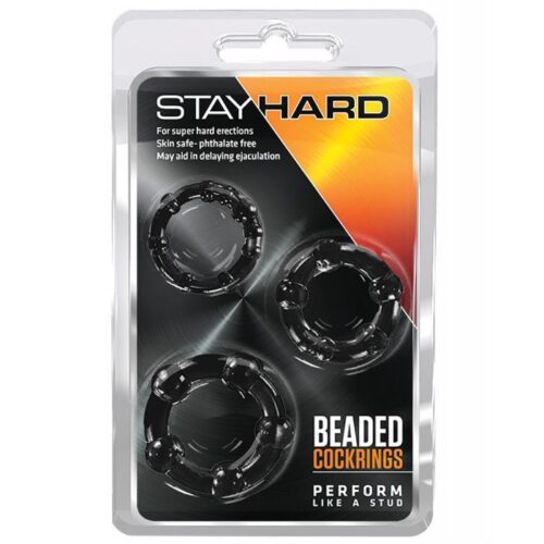 Blush Stay Hard Beaded Cock Rings 3 Pack - Blue