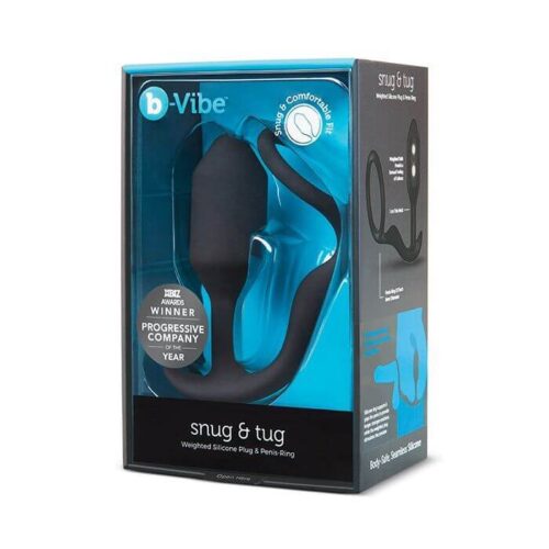 b-Vibe Snug & Tug Weighted Silicone & Penis Ring - 128 g Black