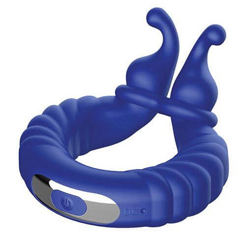 Forto F-24 Textured Vibrating Cock Ring - Blue