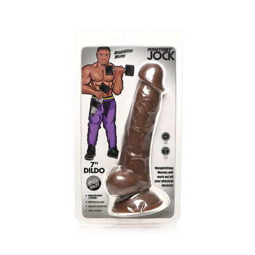 Curve Toys Fantasy Jock Weightlifting Wesley 7" Dildo w/Balls - Dark