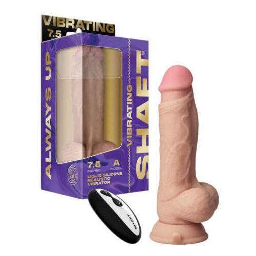 Shaft Flexskin Liquid Silicone 7.5" Vibrating Dong w/Balls